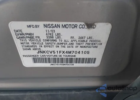 2004 Infiniti G35X из США, поврежденный, VIN JNKCV51FX4M704105